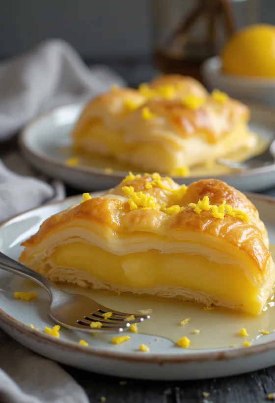 Galaktoboureko with lemon syrup, filo pastry and semolina filling