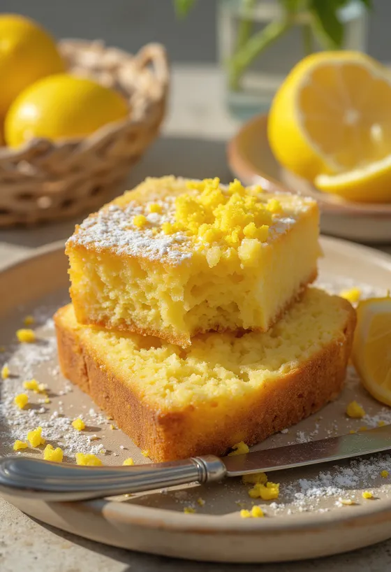 Gluten-free lemon cake decorated with fresh lemon slices