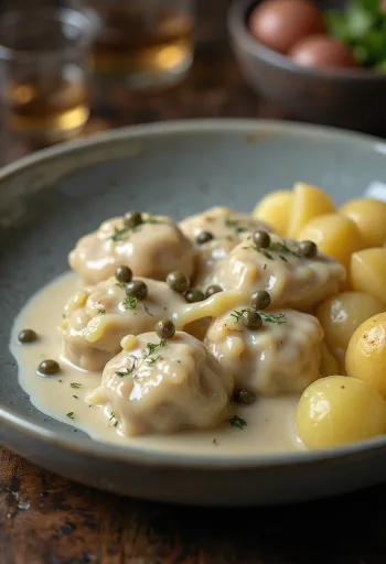 Königsberger Klopse served with caper sauce