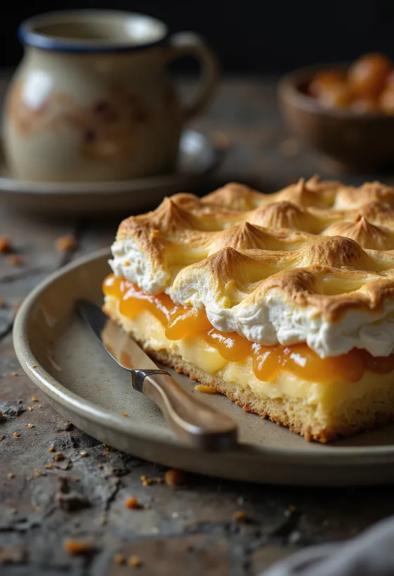 Rákóczi curd cheese cake served