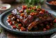 BBQ ribs served with spicy sauce