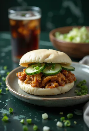 BBQ pulled pork bao bun dish served