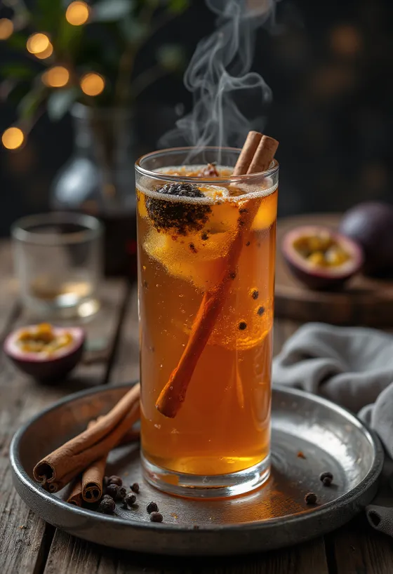 Passion fruit cider served in a glass