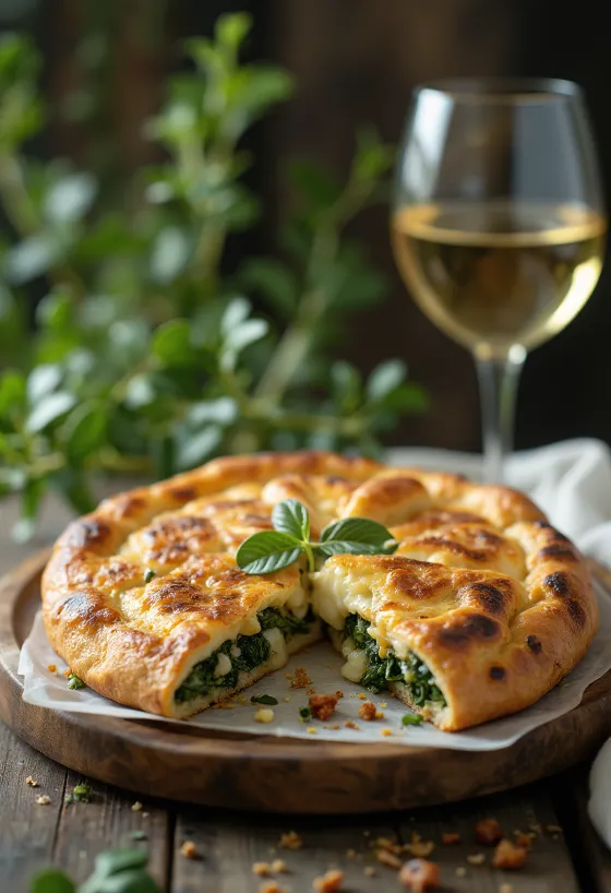 Spinach calzone stuffed pizza