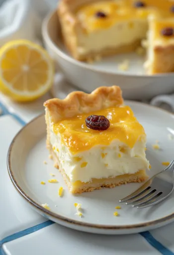 Curd cheese pie with fresh cheese and crisp pastry