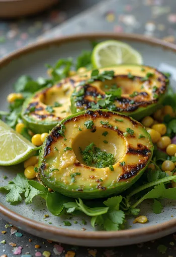 BBQ grilled barbecue avocado salad served