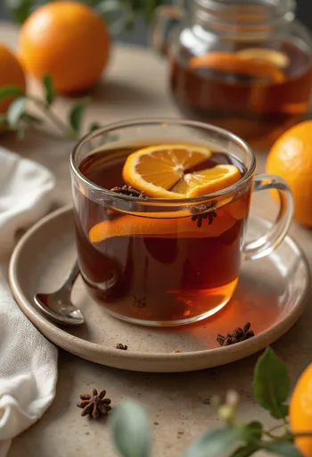 Spiced orange tea served in a glass