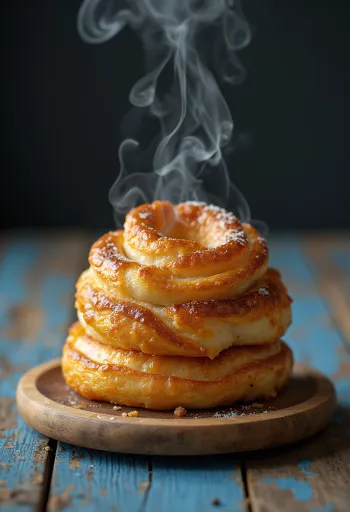 Chimney cake baked golden brown, sprinkled with cinnamon sugar