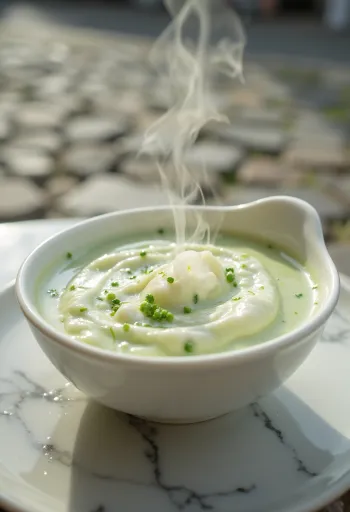 Creamy basil sauce served