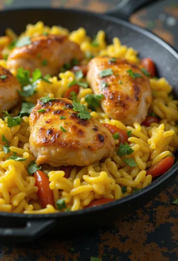 Arroz con Pollo, spicy rice with chicken served with coriander