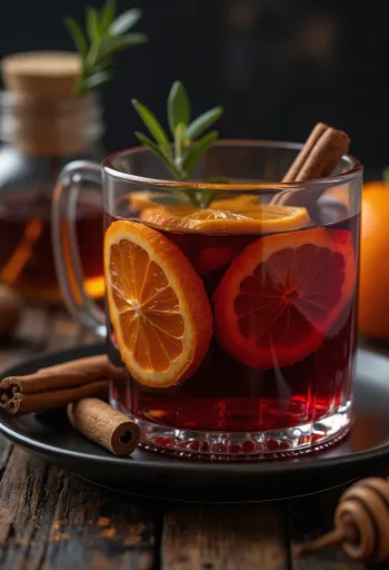 Spiced red wine served in a glass