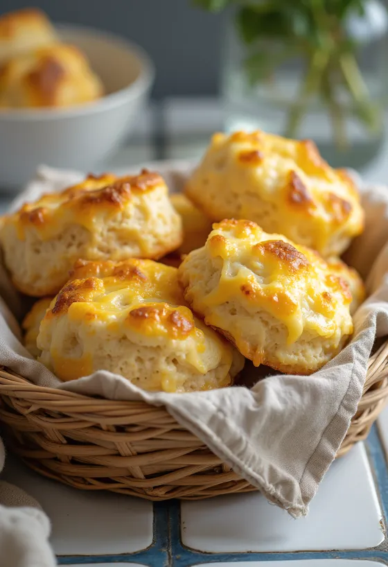 Cheesy curd cheese scones with golden brown tops