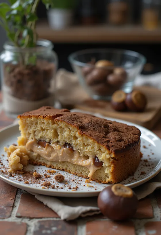 Dairy-free chestnut cake served