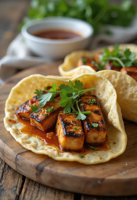 BBQ grilled barbecue tofu wrap served
