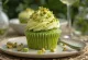 Double pistachio cupcake served