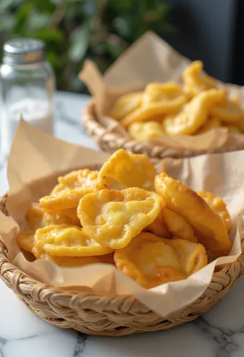 Lángos fried to golden brown, topped with sour cream and grated cheese