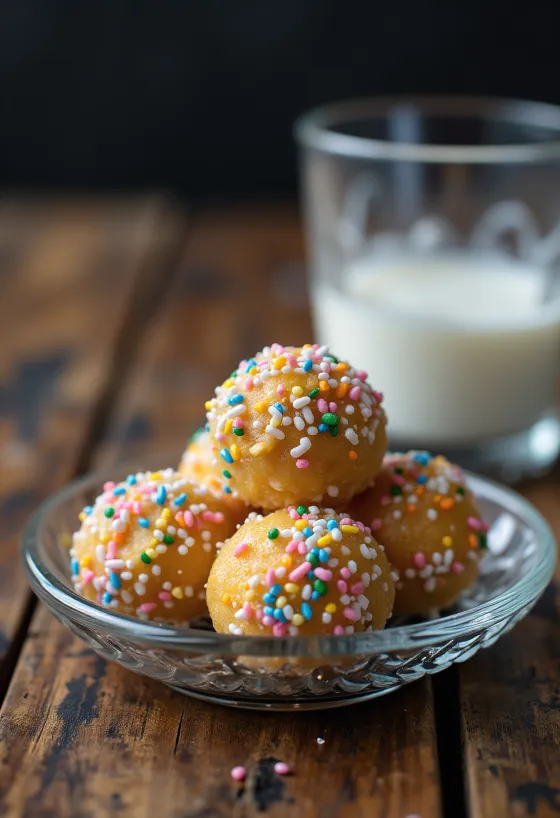 Punch balls rolled in coloured sprinkles