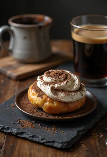 Tiramisu Semlor, freshly baked semlor with tiramisu cream and toasted almonds
