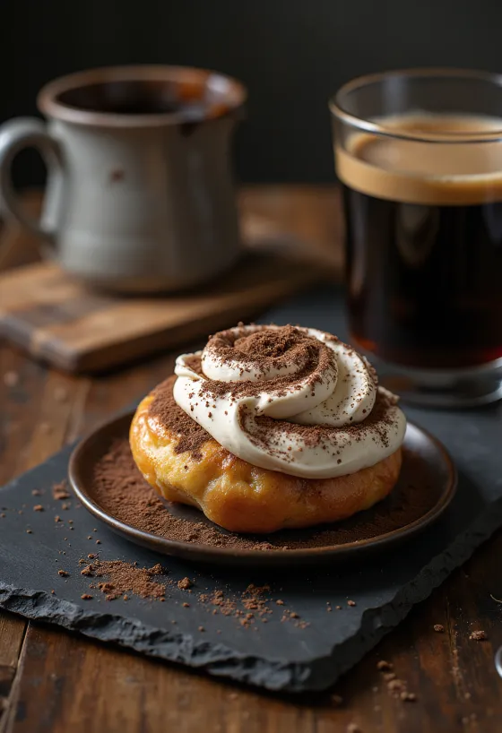 Tiramisu Semlor, freshly baked semlor with tiramisu cream and toasted almonds