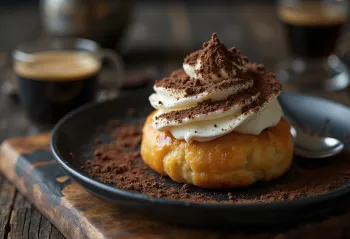 Tiramisu Semlor, freshly baked semlor with tiramisu cream and toasted almonds