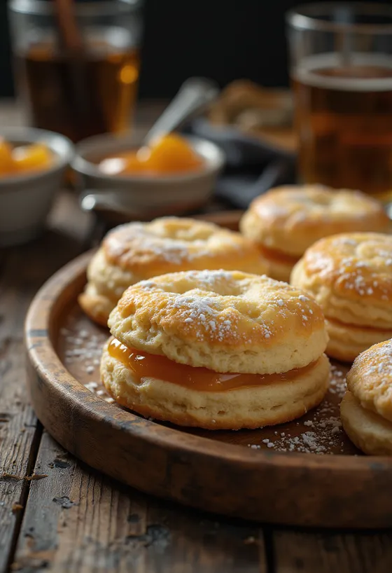 Curd cheese linzer biscuits served