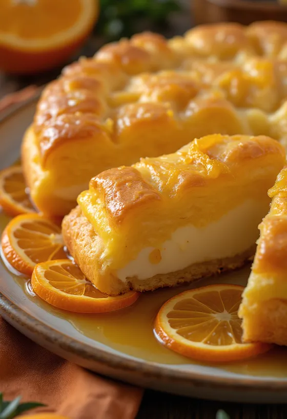 Galaktoboureko with orange syrup, filo pastry and semolina filling