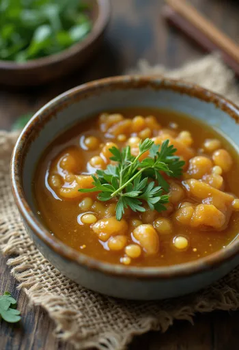 Tarragon ginger sesame sauce served