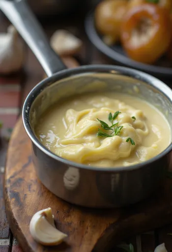 Creamy garlic butter sauce served