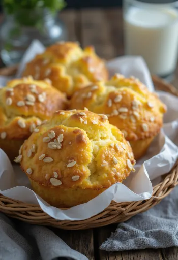 Curd cheese and oat muffins served