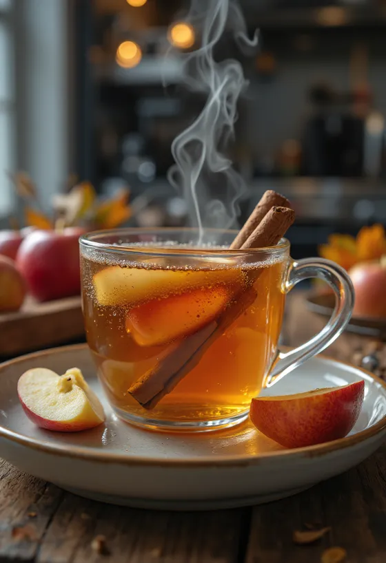 Cinnamon cider with orange slices and cinnamon sticks