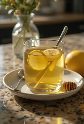 Ginger lemon hot drink served in a glass