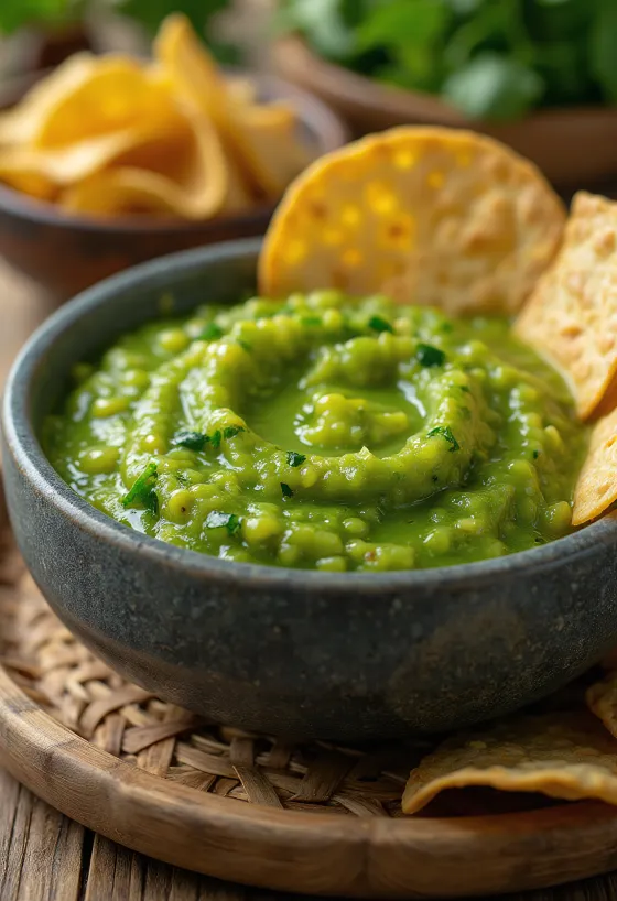 Mexican salsa verde served