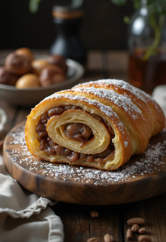 Chestnut beigli sliced, decorated
