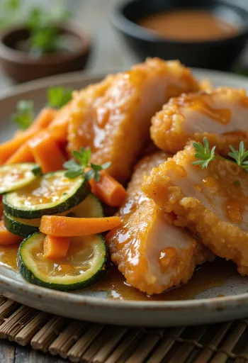 Katsu with Vegetables, crispy breaded pork loin with vegetables and tonkatsu sauce