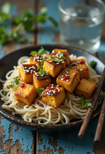 Roasted tofu with Thai dressing served
