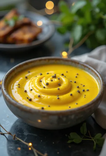 Creamy turmeric sauce served with grilled chicken