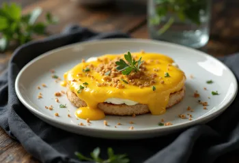 Welsh rarebit with egg served, in cheese sauce, on toast