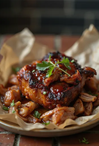 Smoked BBQ pork knuckle served