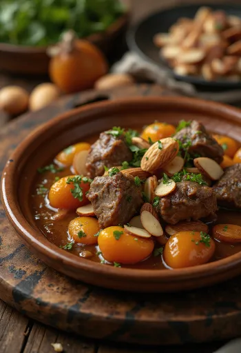 Lamb tagine with apricots served with couscous