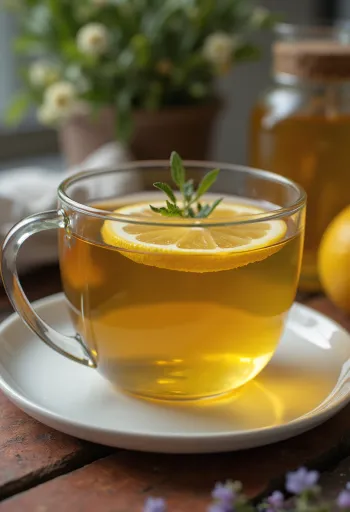 Freshly served linden tea