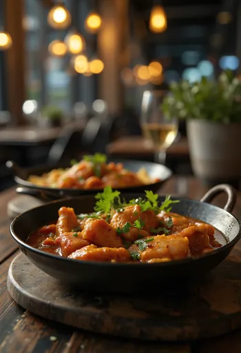 Adobo tandoori spiced chicken served with fresh coriander