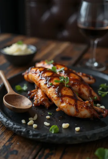 BBQ grilled squid served