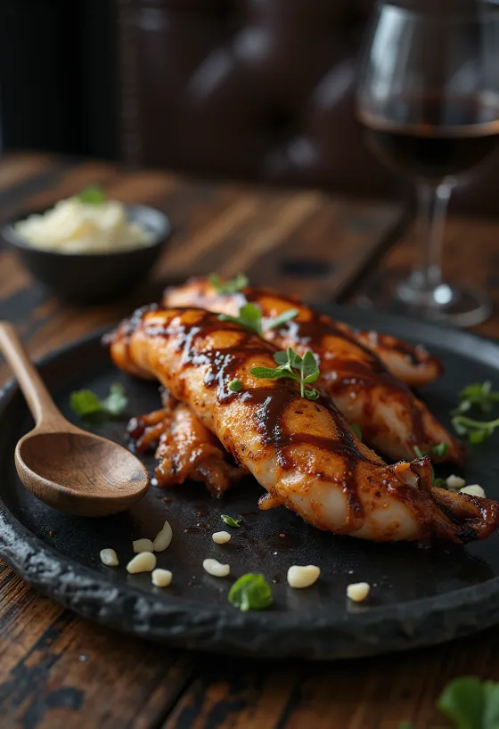 BBQ grilled squid served