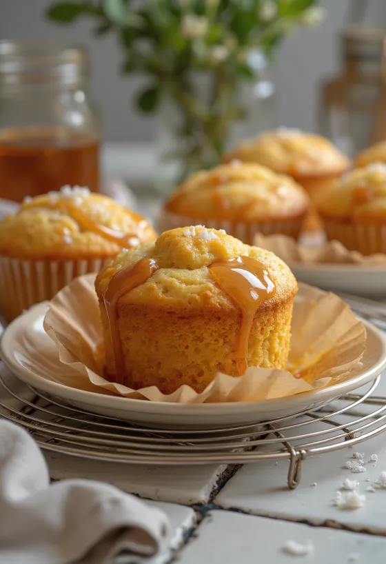 Caramel muffin with golden brown top