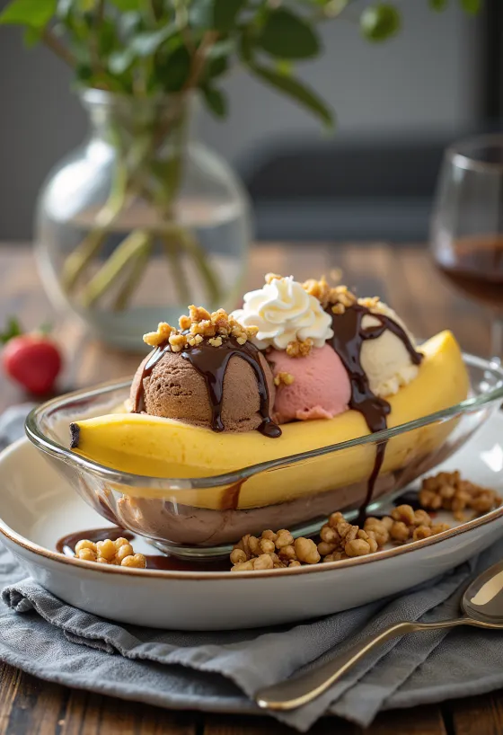 Banana Split served