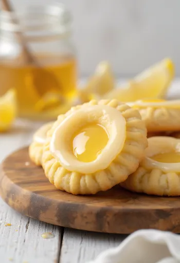 Lemon and honey Linzer biscuits served on a plate