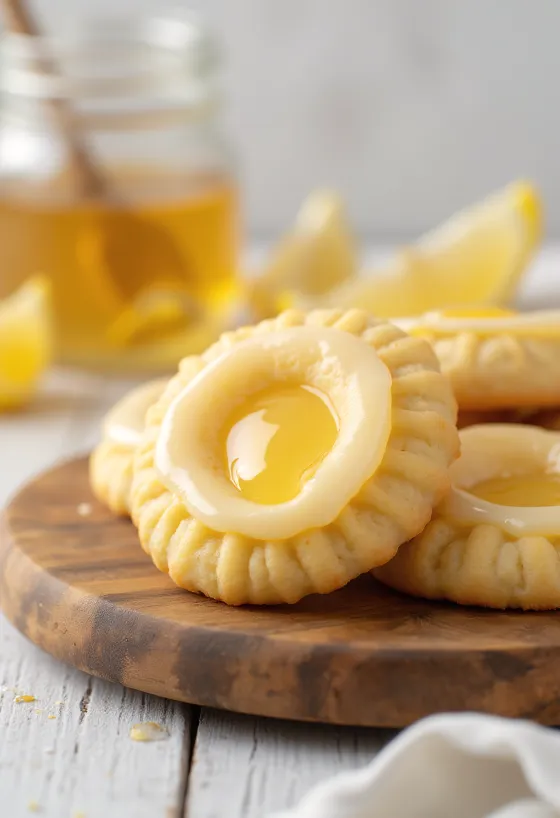 Lemon and honey Linzer biscuits served on a plate
