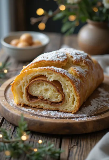 Cinnamon and marzipan Stollen slices served