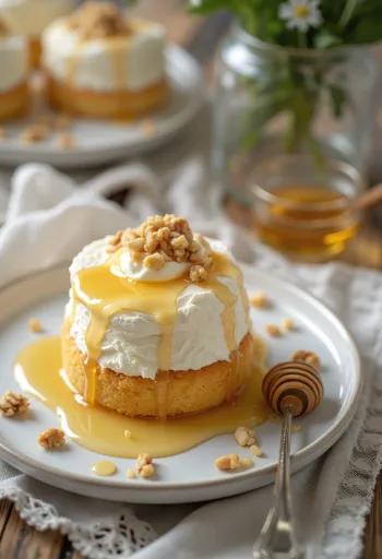 Greek yoghurt cake in elegant presentation