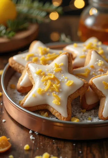 Honey stars with icing sugar and decoration